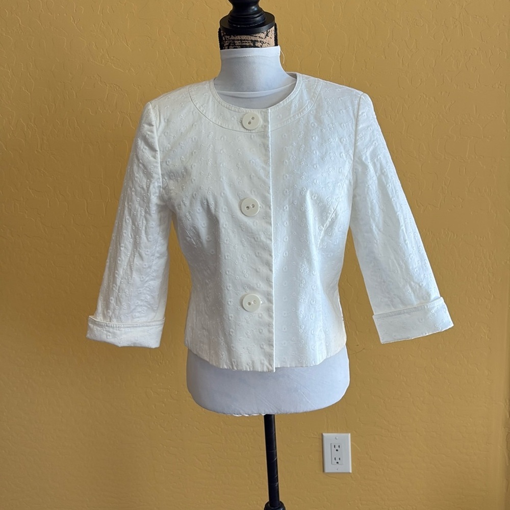 Josephine embroidered white cotton blazer button up. 10